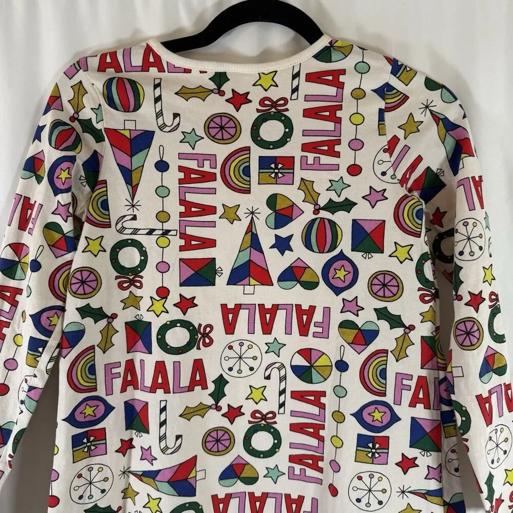 Hanna Andersson Christmas Dress Girls 10 Long Sleeve FaLaLa Round Neck